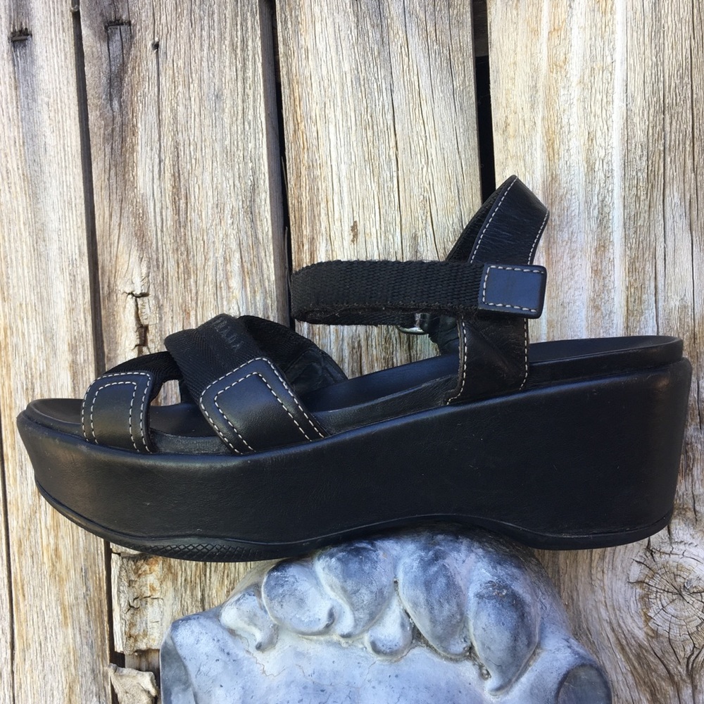 Prada Y2K Vintage Platform Sandal Leather Nylon Black 37